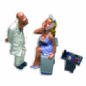 Statuetta satirica di dentista-paziente